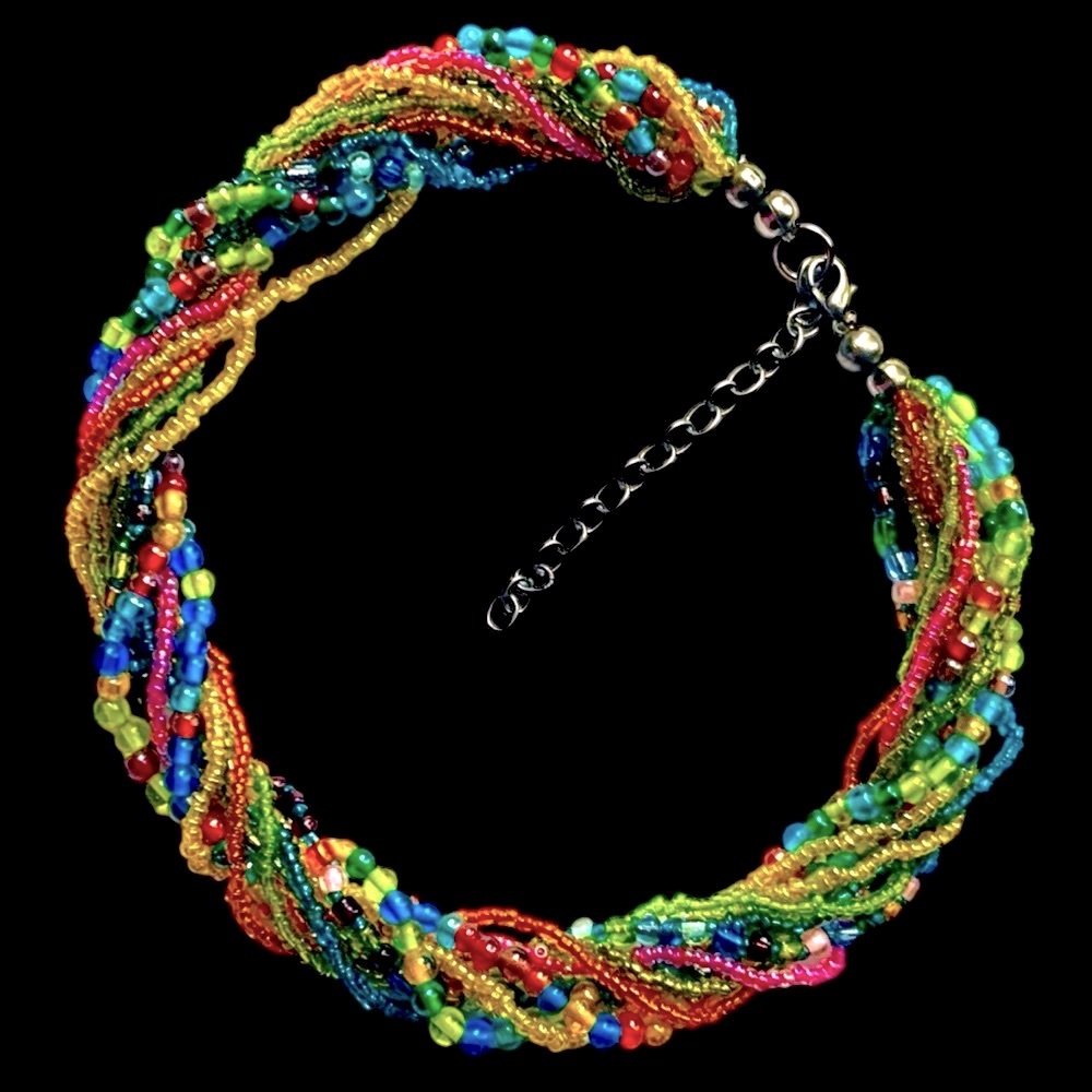 Multi color Multi stranded Colorful & Vibrant Beaded Necklace - Picture 2 of 3